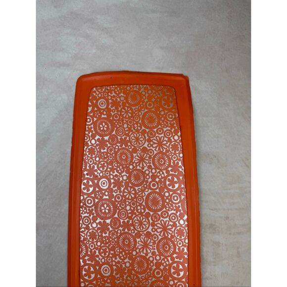 Vintage 1970s Rubbermaid Stove n’ Counter Mats Orange Flower Power MCM Mod Groov - Picture 5 of 9
